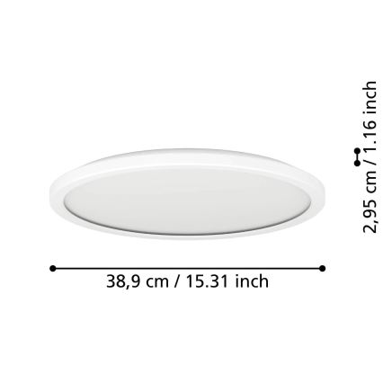 Eglo - Стельовий LED світильник для ванної з регулюванням яскравості LED/18,5W/230V 2700-6500K діаметр 38,9 см IP44 білий + пульт дистанційного керування