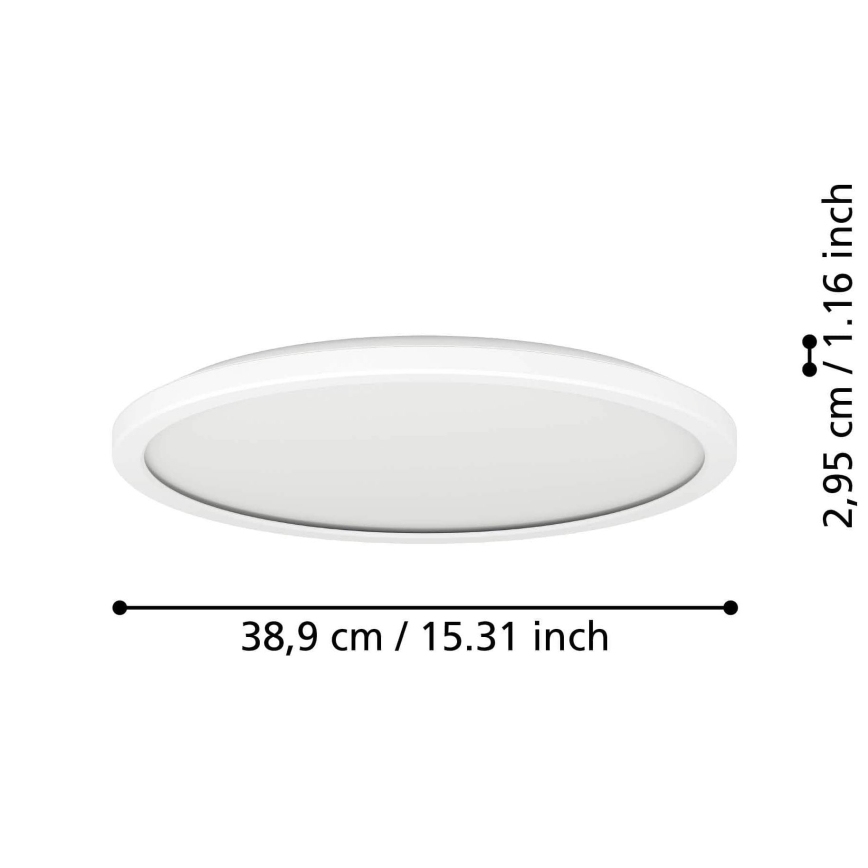 Eglo - Стельовий LED світильник для ванної з регулюванням яскравості LED/18,5W/230V 2700-6500K діаметр 38,9 см IP44 білий + пульт дистанційного керування