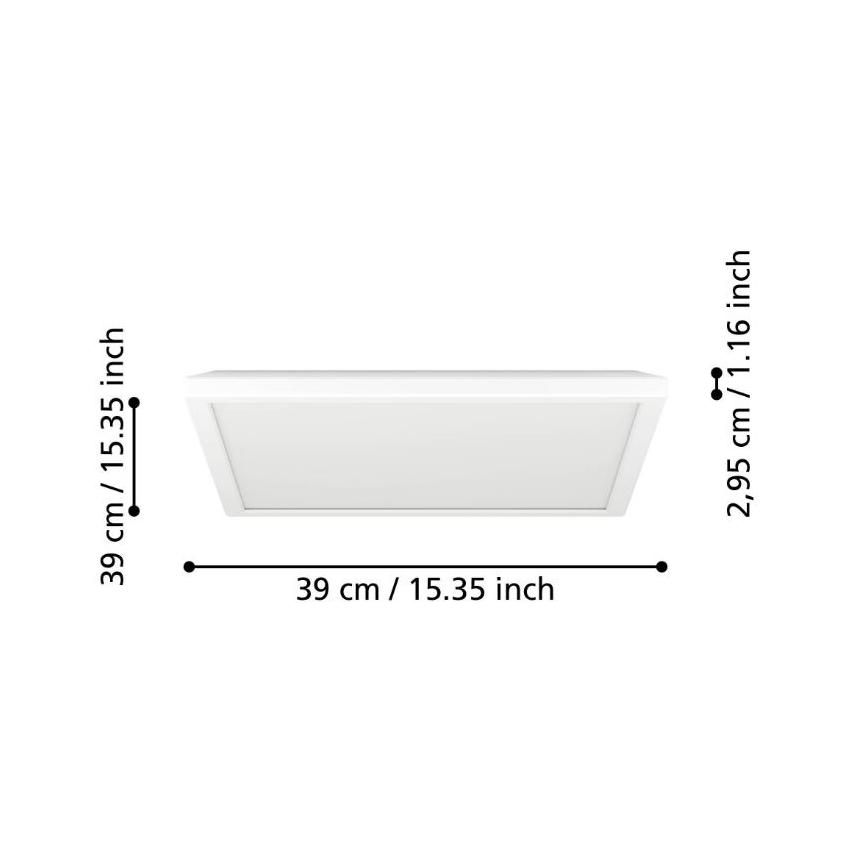 Eglo - Стельовий LED світильник для ванної з регулюванням яскравості LED/17,6W/230V 2700-6500K 39x39 см IP44 білий + пульт дистанційного керування