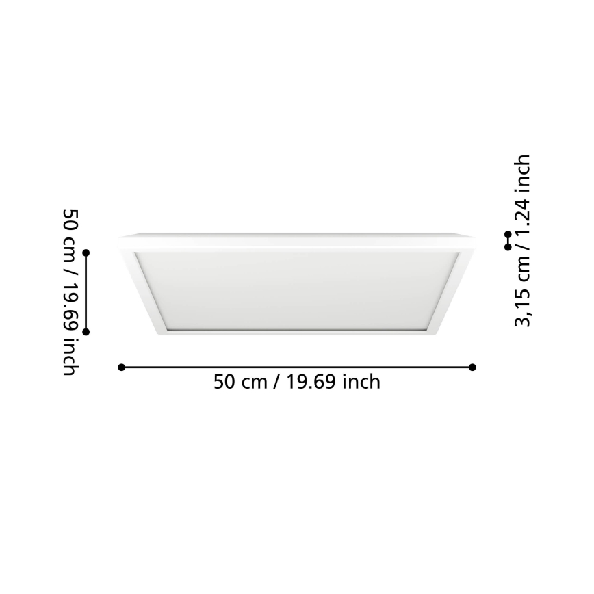 Eglo - Стельовий LED світильник для ванної з регулюванням яскравості LED/17W/230V 2700-6500K 50x50 см IP44 білий + пульт дистанційного керування
