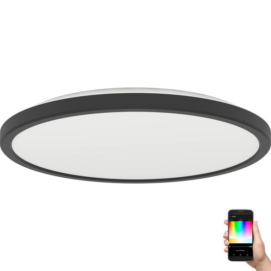 Eglo - LED RGBW Стельовий світильник для ванної з регулюванням яскравості LED/13,9W/230V 2700-6500K діаметр 30 см IP44 чорний ZigBee