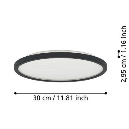 Eglo - LED RGBW Стельовий світильник для ванної з регулюванням яскравості LED/13,9W/230V 2700-6500K діаметр 30 см IP44 чорний ZigBee