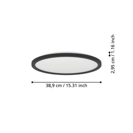Eglo - LED RGBW Стельовий світильник для ванної з регулюванням яскравості LED/18,5W/230V 2700-6500K діаметр 38,9см IP44 чорний ZigBee