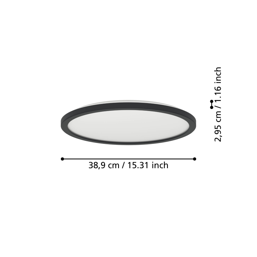Eglo - LED RGBW Стельовий світильник для ванної з регулюванням яскравості LED/18,5W/230V 2700-6500K діаметр 38,9см IP44 чорний ZigBee