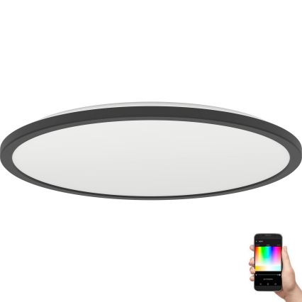 Eglo - LED RGBW Стельовий світильник для ванної з регулюванням яскравості LED/16,8W/230V 2700-6500K діаметр 50 см IP44 чорний ZigBee