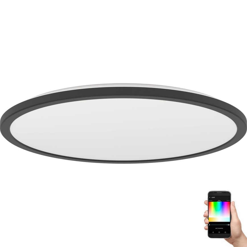 Eglo - LED RGBW Стельовий світильник для ванної з регулюванням яскравості LED/16,8W/230V 2700-6500K діаметр 50 см IP44 чорний ZigBee