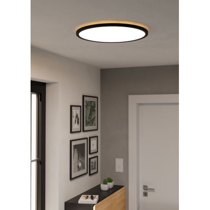 Eglo - LED RGBW Стельовий світильник для ванної з регулюванням яскравості LED/16,8W/230V 2700-6500K діаметр 50 см IP44 чорний ZigBee