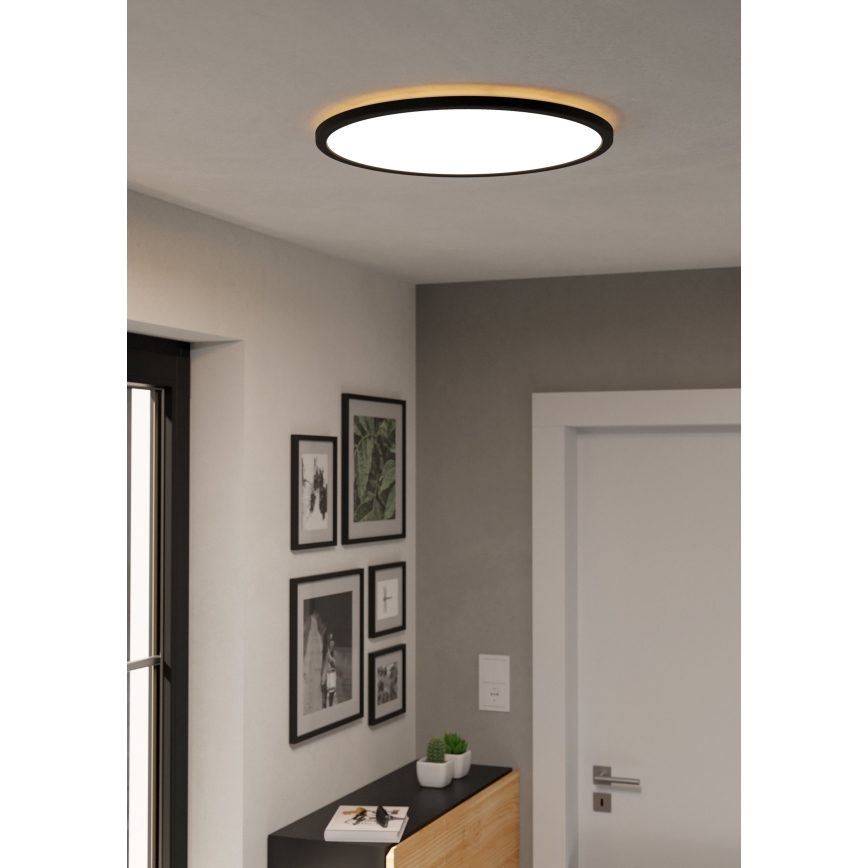 Eglo - LED RGBW Стельовий світильник для ванної з регулюванням яскравості LED/16,8W/230V 2700-6500K діаметр 50 см IP44 чорний ZigBee