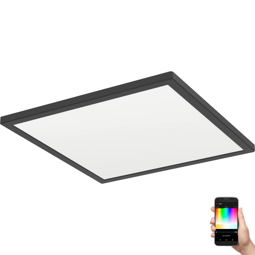 Eglo - LED RGBW Стельовий світильник для ванної з регулюванням яскравості LED/17,6W/230V 2700-6500K 39x39 см IP44 чорний ZigBee