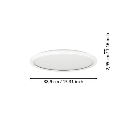 Eglo - LED RGBW Стельовий світильник для ванної з регулюванням яскравості LED/18,5W/230V 2700-6500K діаметр 38,9см IP44 білий ZigBee