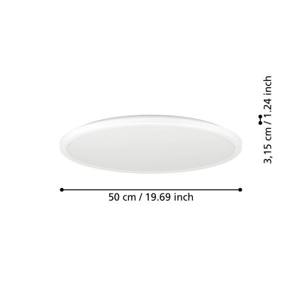 Eglo - LED RGBW Стельовий світильник для ванної з регулюванням яскравості LED/16,8W/230V 2700-6500K діаметр 50 см IP44 білий ZigBee