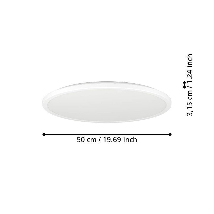 Eglo - LED RGBW Стельовий світильник для ванної з регулюванням яскравості LED/16,8W/230V 2700-6500K діаметр 50 см IP44 білий ZigBee