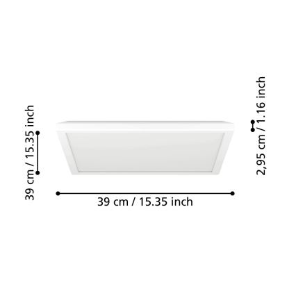 Eglo - диммируемый потолочный светодиодный RGBW светильник для ванной LED/17,6W/230V 2700-6500K 39x39 cm IP44 белый ZigBee