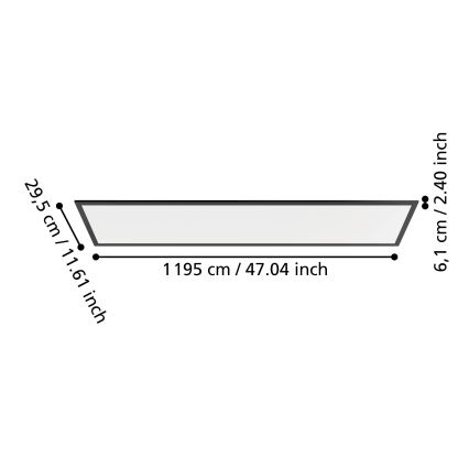 Eglo - накладна світлодіодна панель LED/33Вт/230В 2700/4000/6500К 120x30 см чорна