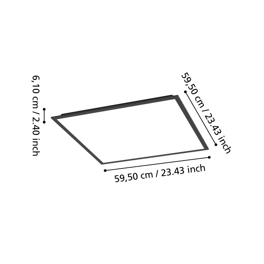 Eglo - LED RGBW затемнювана накладна панель LED/33W/230V 2700-6500K 60x60 cm чорна