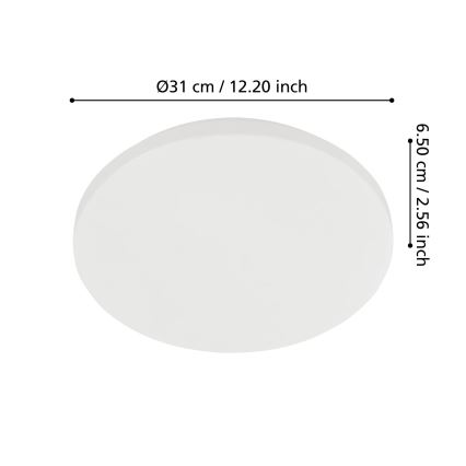 Eglo - LED стельовий світильник для ванної кімнати LED/18 Вт/230 В діаметр 31 см IP54 білий