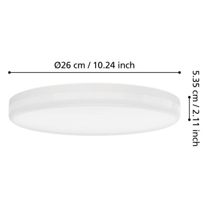 Eglo - LED стельовий світильник для ванної кімнати LED/16,5W/230V 2700/4000/6500K діам. 26 см IP54 білий