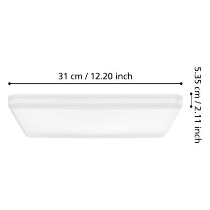 Eglo - LED стельовий світильник для ванної кімнати LED/20W/230V 2700/4000/6500K 31x31 cm IP54 білий