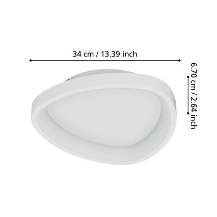 Eglo - Світлодіодний стельовий світильник з регулюванням яскравості LED/12W/230V 2700-6500K білий + пульт дистанційного керування