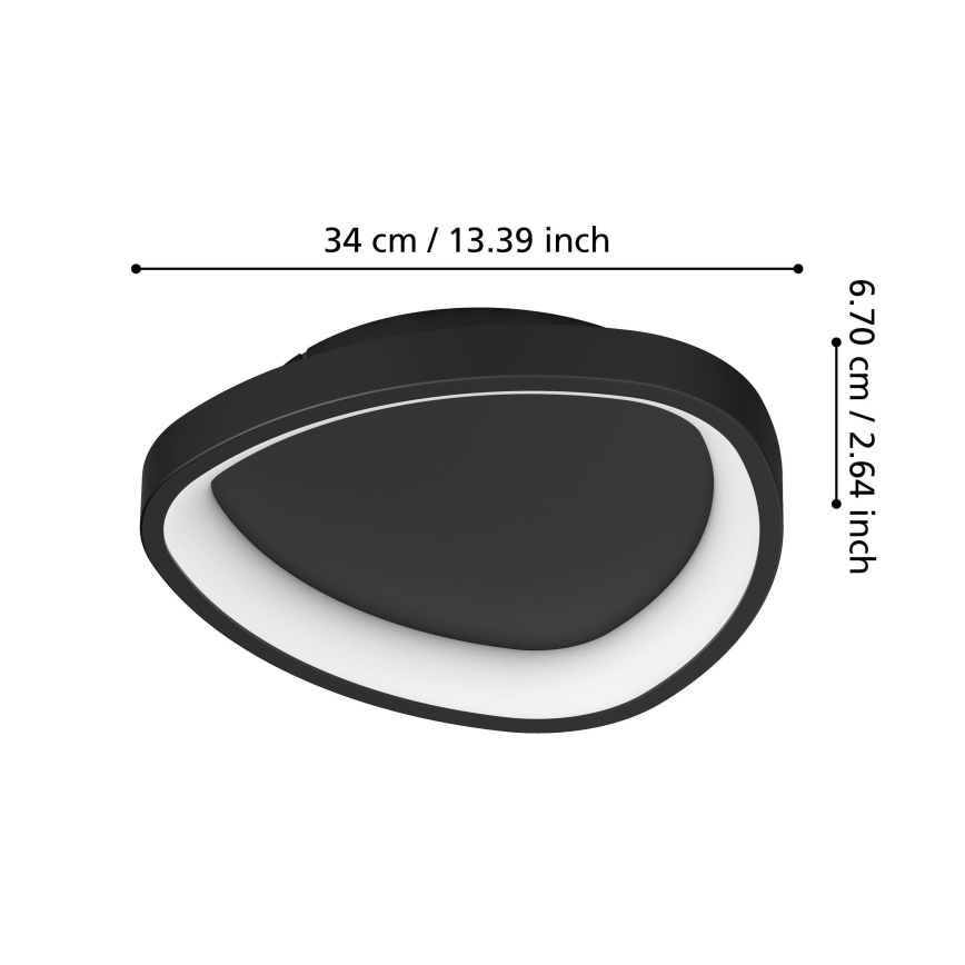 Eglo - Светодиодный потолочный светильник с регулированием яркости LED/12W/230V 2700-6500K черный + дистанционное управление