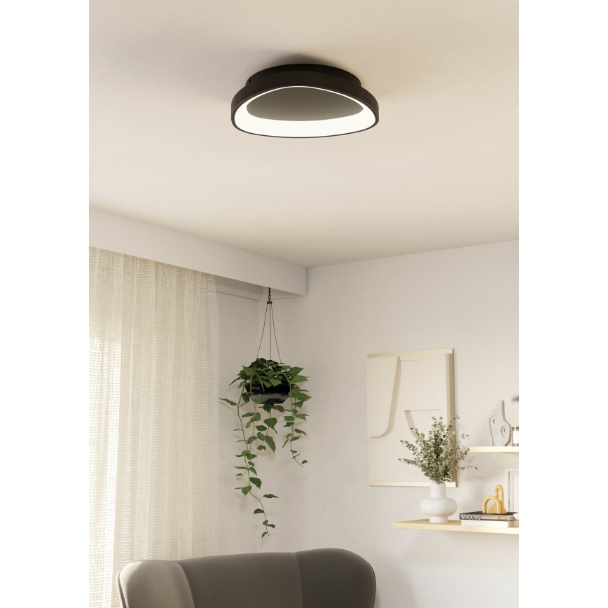 Eglo - Світлодіодний стельовий світильник з регулюванням яскравості LED/12W/230V 2700-6500K чорний + пульт дистанційного керування