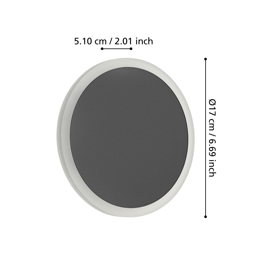 Eglo - Світлодіодний настінний світильник LED/12W/230V 3000K діаметр 17 см чорний