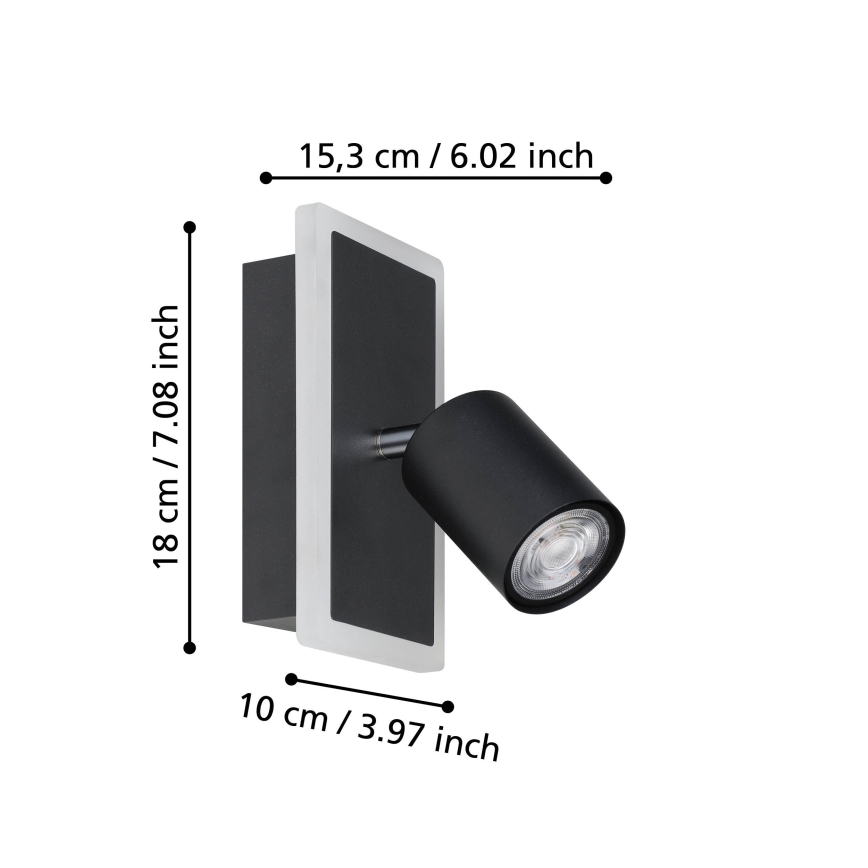 Eglo - LED настінний точковий світильник LED/7W/230V чорний
