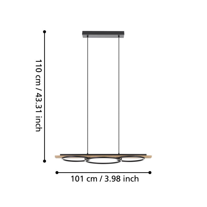 Eglo - Диммируемая светодиодная подвесная люстра на тросе 2xLED/12,5W/230V+LED/15,5W 3000K бежевый/черный