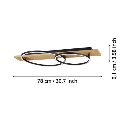 Eglo - Стельовий LED світильник 2xLED/12W/230V 3000K бежевий/чорний