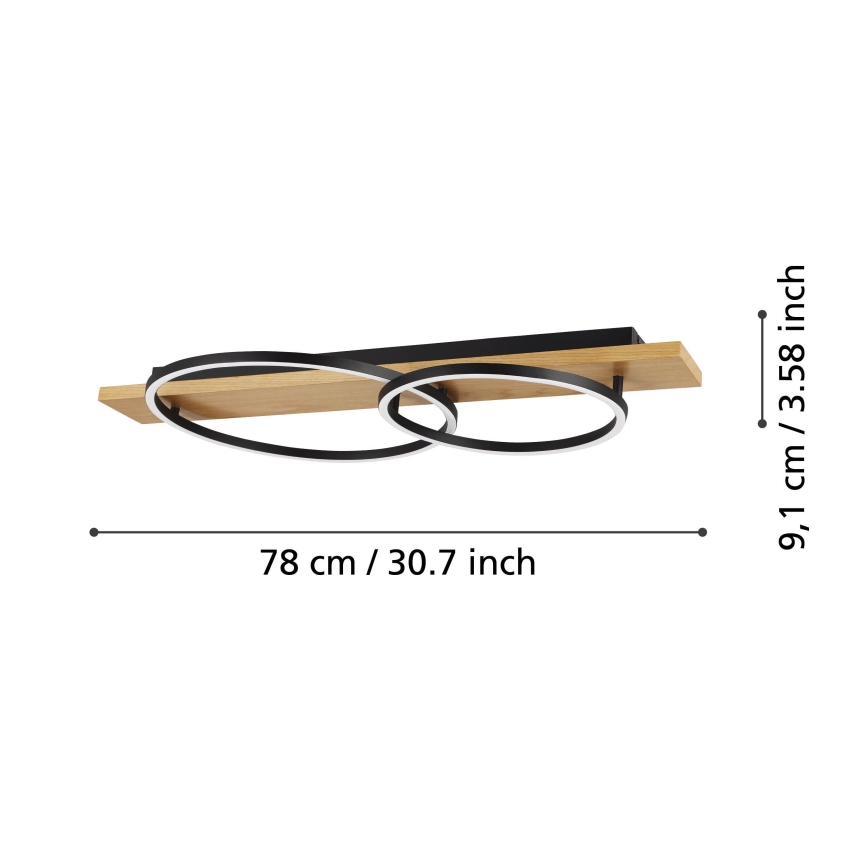 Eglo - Стельовий LED світильник 2xLED/12W/230V 3000K бежевий/чорний