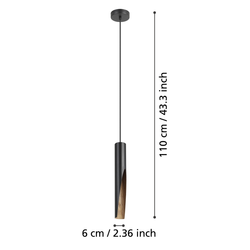 Eglo - Світлодіодна підвісна люстра 1xGU10/4,5W/230V 3000K чорний/коричневий