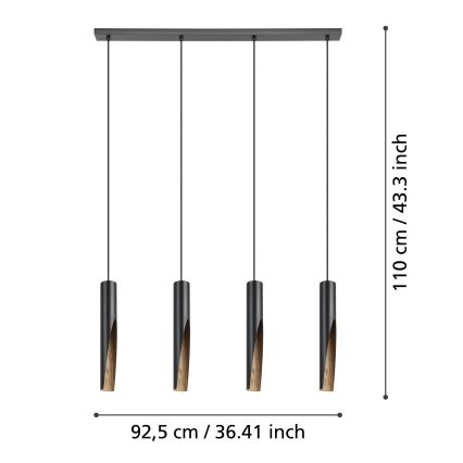 Eglo - Светодиодная подвесная люстра 4xGU10/4,5W/230V 3000K черный/коричневый