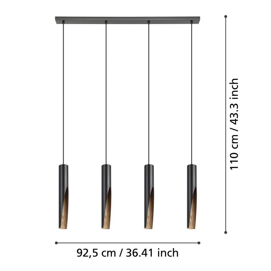 Eglo - Светодиодная подвесная люстра 4xGU10/4,5W/230V 3000K черный/коричневый