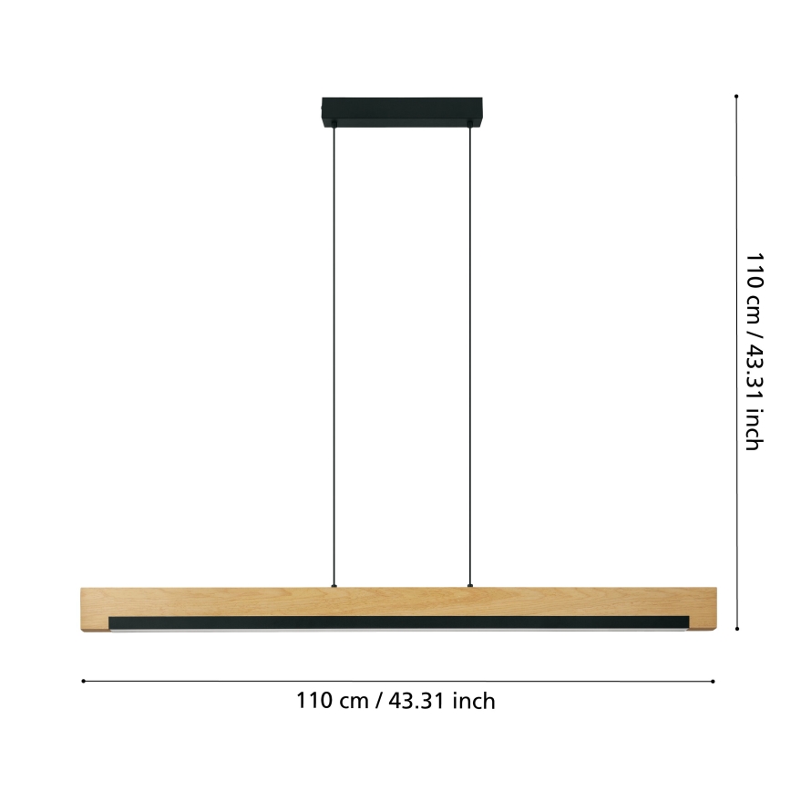 Eglo - Светодиодная подвесная люстра с регулированием яркости LED/25,5W/230V 3000K черный/бежевый