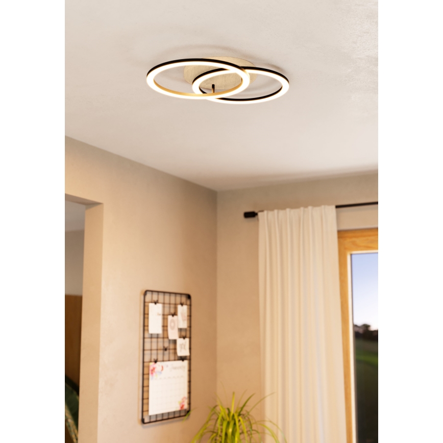 Eglo - Светодиодный потолочный светильник с регулированием яркости 2xLED/16W/230V 2700-6500K бежевый/черный ZigBee