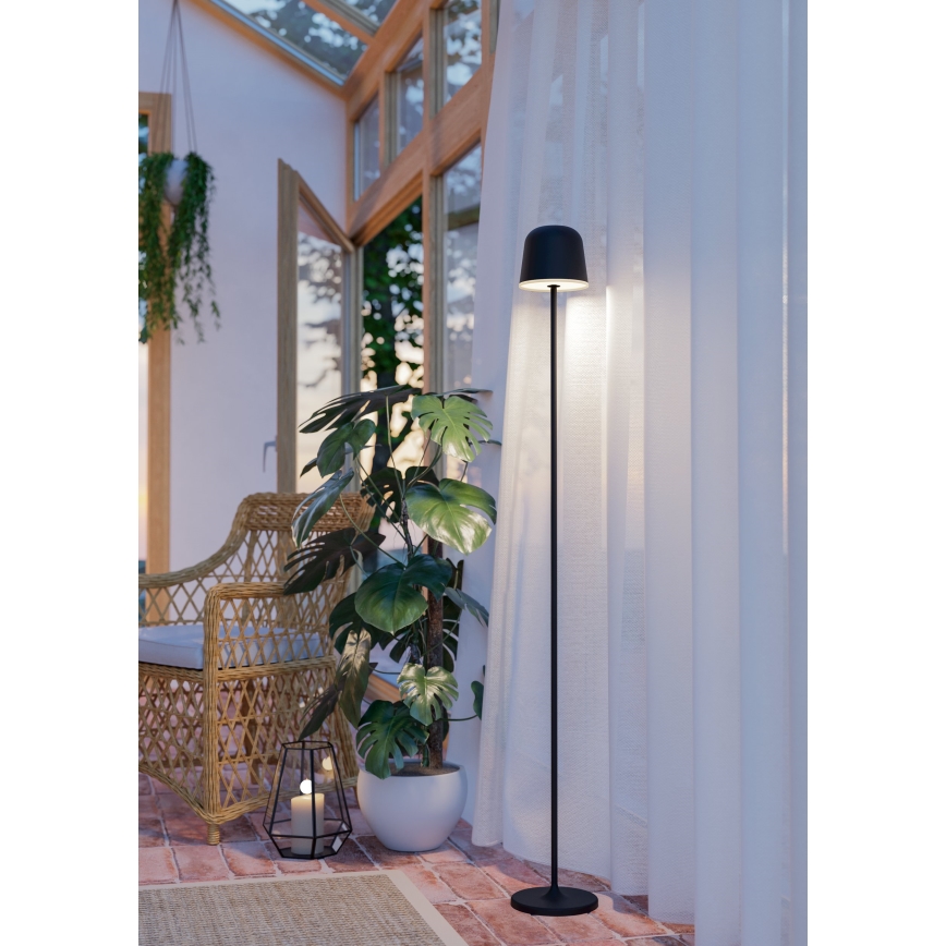 Eglo - LED Вуличний акумуляторний торшер з регулюванням яскравості LED/4,3W/5V 2400/3000/4000K IP54 чорний