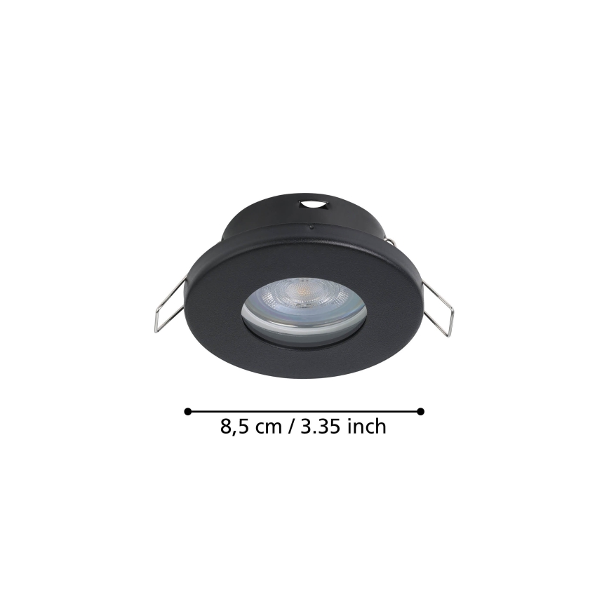 Eglo - НАБІР 3xLED Вбудований стельовий світильник для ванної 1xGU10/4W/230V IP44 чорний