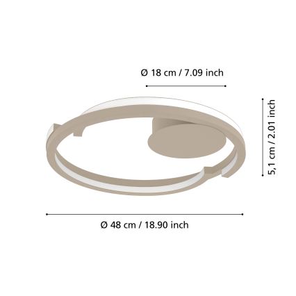 Eglo - LED диммируемый потолочный светильник 2xLED/20W/230V 2700-6500K диаметр 48 см бежевый + пульт дистанционного управления