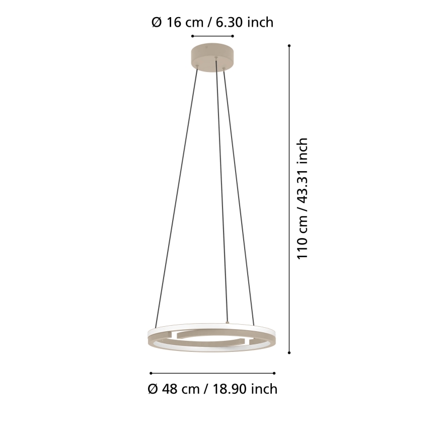 Eglo - LED-люстра з регулюванням яскравості на тросі 2xLED/20W/230V 2700-6500K діаметр 48 см бежева + пульт дистанційного керування