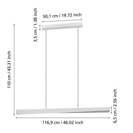 Eglo - RGBW LED диммируемая подвесная люстра на тросе LED/19W/230V 2700-6500K серая
