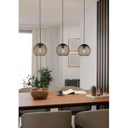 Eglo - Подвесная люстра на тросе 3xE27/60W/230V черная