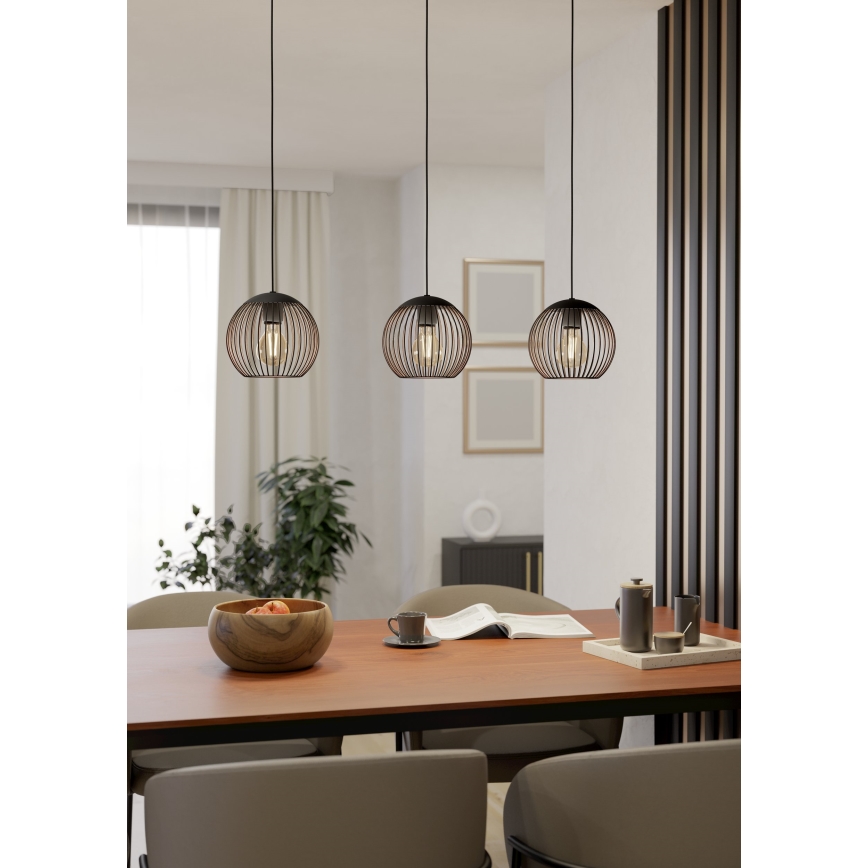 Eglo - Подвесная люстра на тросе 3xE27/60W/230V черная