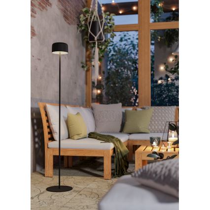 Eglo - LED сонячна акумуляторна сенсорна підлогова лампа LED/2,8W/3,7V 1800 mAh IP44 чорна