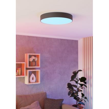 Eglo - RGBW LED стельовий світильник із регулюванням яскравості, LED/26W/230V, 2700–6500K, Ø 49 см, чорний