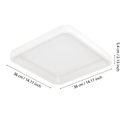 Eglo - LED RGBW затемнюваний стельовий світильник LED/20W/230V 2700-6500K 35x35 cm білий