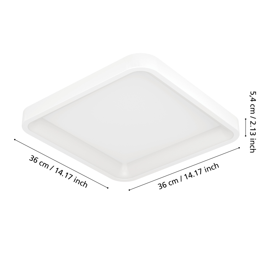 Eglo - LED RGBW затемнюваний стельовий світильник LED/20W/230V 2700-6500K 35x35 cm білий