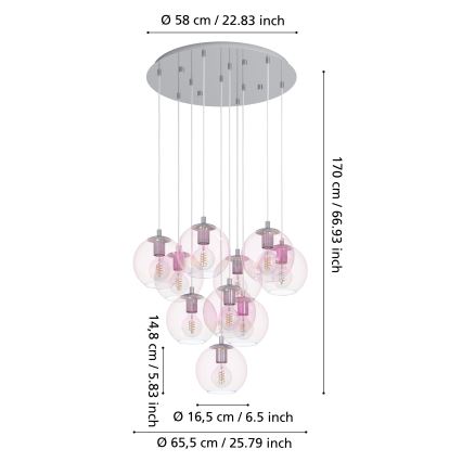 Eglo - Люстра на тросе 10xE27/60W/230V блестящий хром/прозрачный