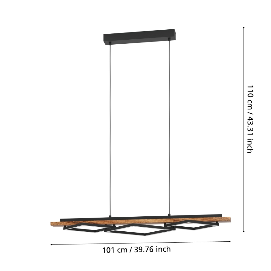 Eglo - Светодиодная диммируемая люстра на тросе 2xLED/13W/230V + LED/16W черная/коричневая