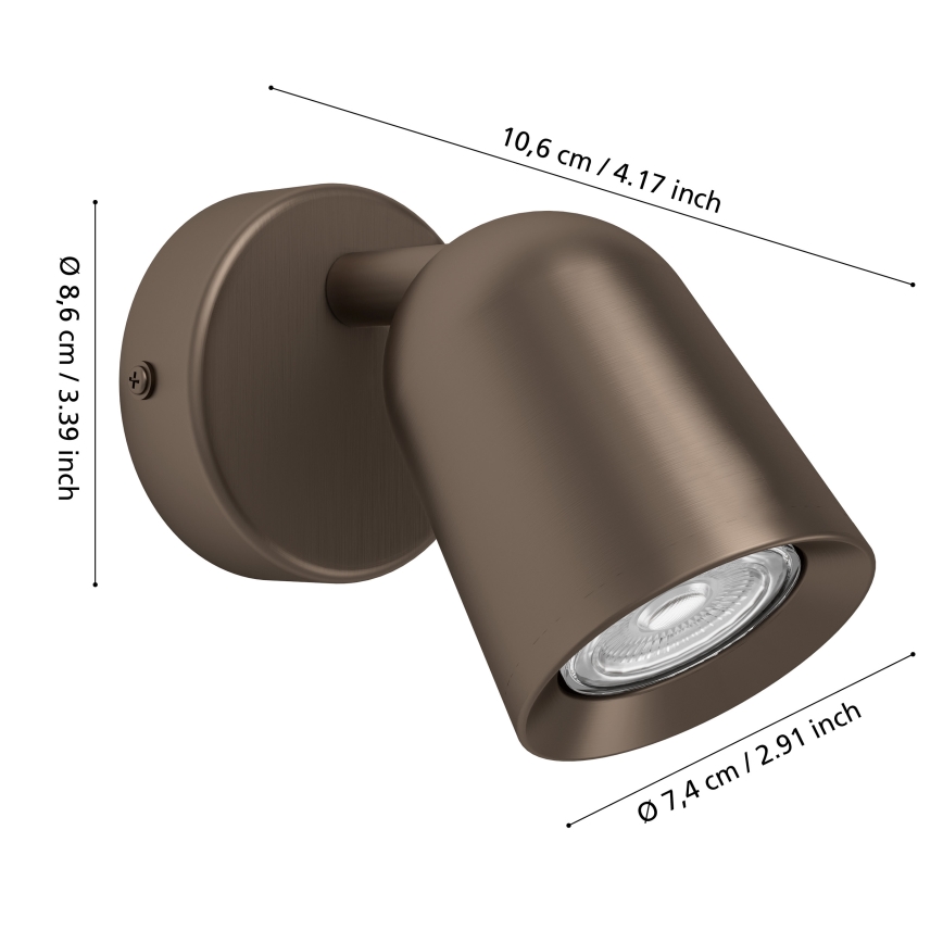 Eglo - Настінний точковий світильник 1xGU10/5W/230V бронзовий