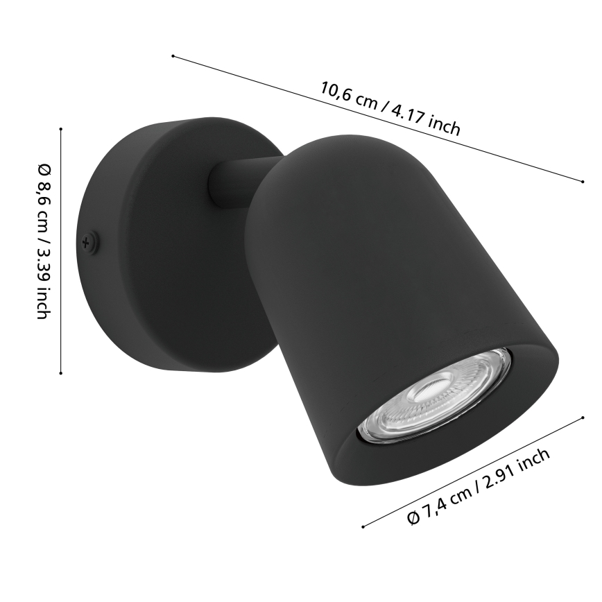 Eglo - Настінний точковий світильник 1xGU10/5W/230V чорний